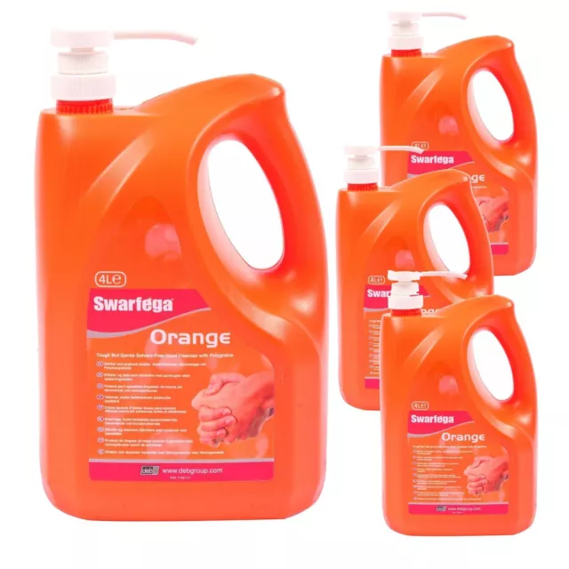 4X Neu Deb 4L Swarfega orange Pumpe Werkstatt Garage Handreiniger Sor4Lmp