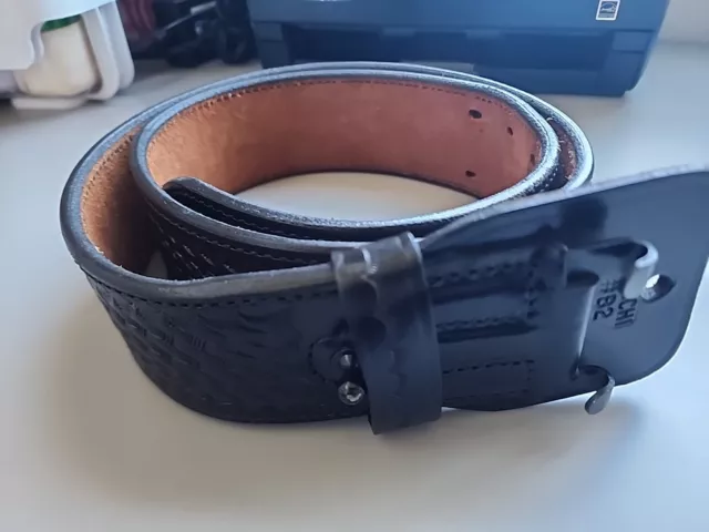 Bianchi Leather Basket Weave Belt  36in Missing Buckle