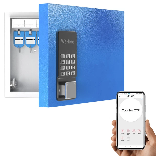 WeHere Key Lock Box (16 Keys) with APP; Steal Large Key Cabinet Wall Mount;