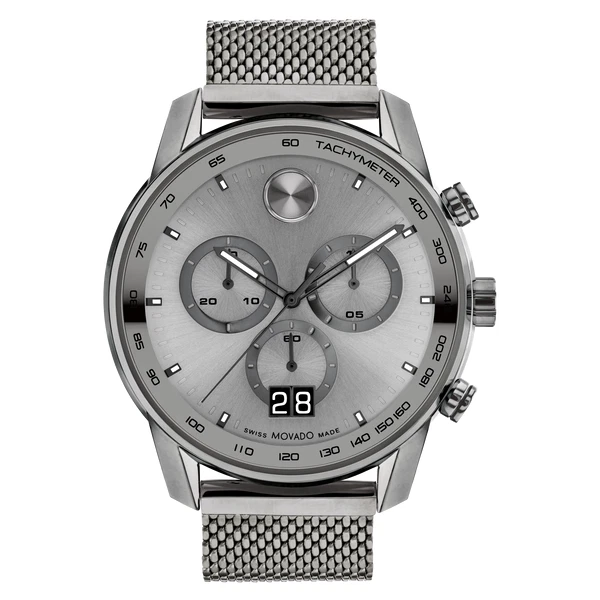 *BRAND NEW* Movado Bold Gray Dial Gray Mesh Steel Bracelet Men's Watch 3600910