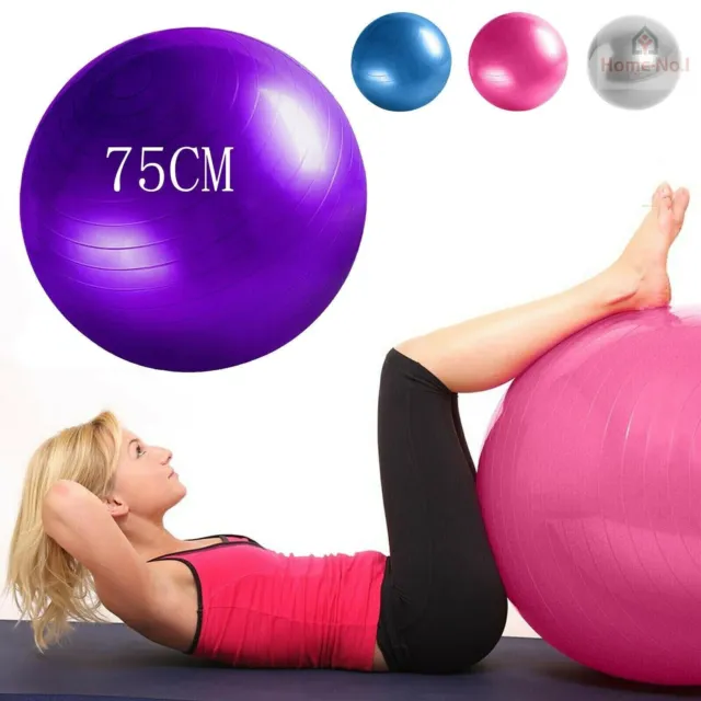 75cm Gym Yoga Ball w/Pump Exercise Swiss Fitness Pregnancy Birthing Anti-Burst