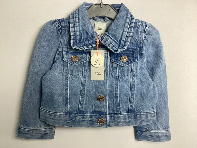 River Island Mini Little Girls Denim Jacket Blue Age 6-9  Months