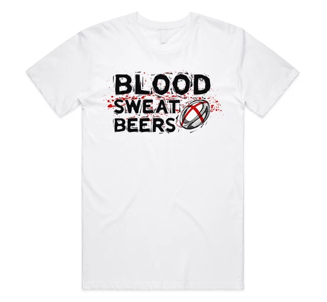England Blood Sweat & Beers T-shirt Tee Funny Rugby Supporters