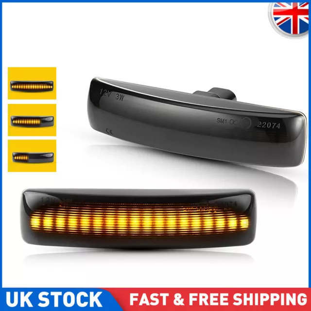 2x Amber LED Side Indicator Repeater Light Black Lens For Land Rover Freelander