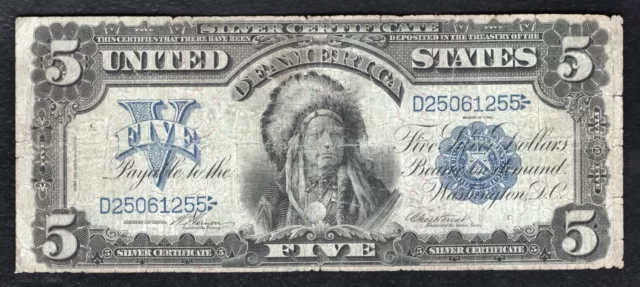 Fr. 273 1899 $5 Five Dollars “Chief” Silver Certificate Currency Note
