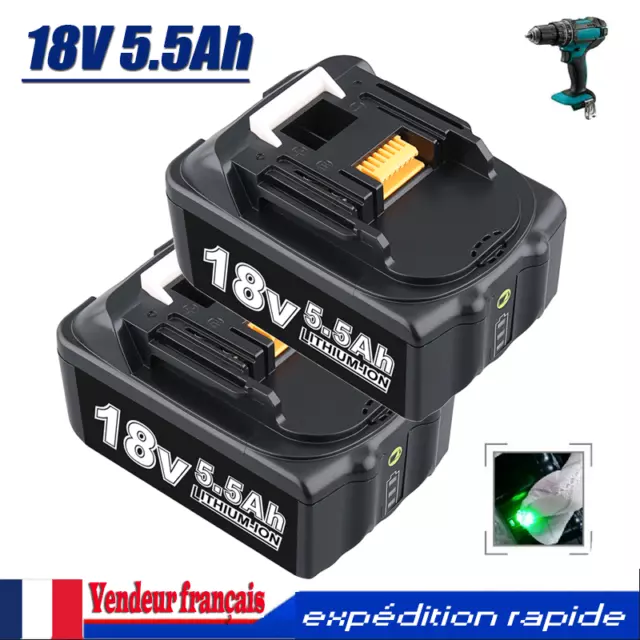 2X 18V Batterie pour Makita LXT BL1860B 5,5AH Lithium BL1850B BL1830B BL1815B FR