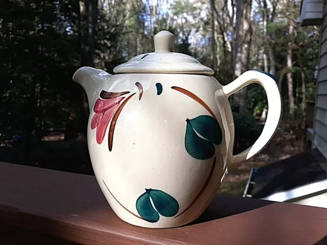 Vintage 50"s Purinton pottery Red Blossom 2-Quart Coffee Pot With Lid