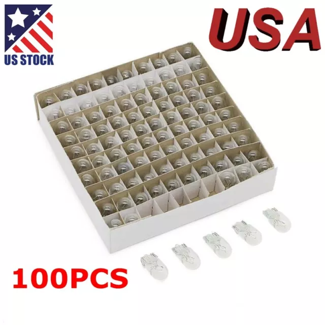 100X 12V 3W T10 194 Clear Wedge Incandescent Instrument Panel Light Bulbs