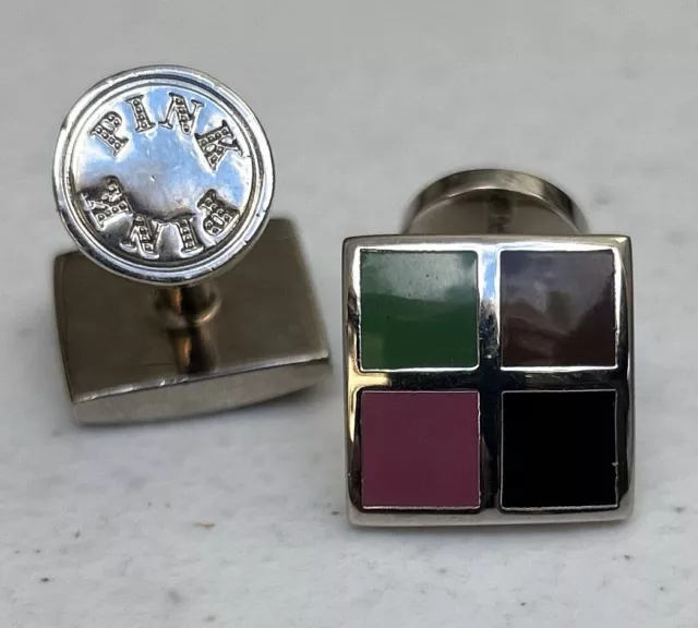 THOMAS PINK Colourblock Panelled Enamel Square Cufflinks -Pre-Owned 3