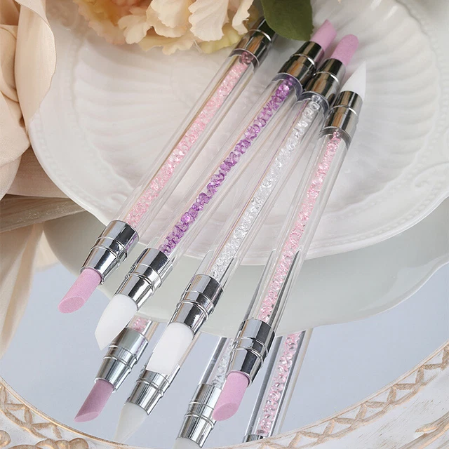 1Pc Dual-ended Silicone Nail Tools Silicone Rhinestone Nail Polish Carving Pe EI