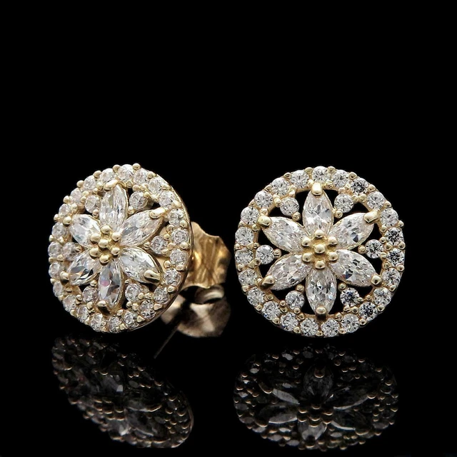 2Ct Marquise & Round Cut Moissanite Stud Push Back Earrings Real 14k Yellow Gold
