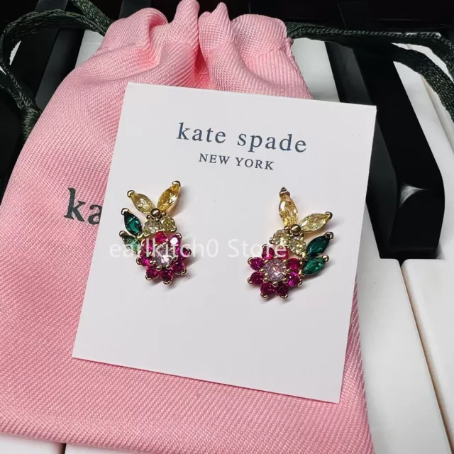 NWT Kate ks Spade New Bloom CZ Pave Flower Butterfly Stud Earrings w/Dust Bag