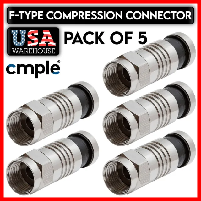 5 Pack F-Type Compression Connector RG59 RG6 Coaxial Cable Waterproof Plug CCTV