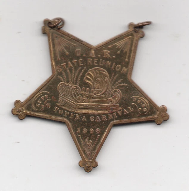 1898 STAR SHAPED G.A.R. State Reunion Medal and Topeka Carnival Kansas