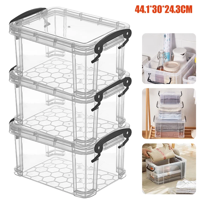 Aufbewahrungskiste Mit Griff 3er Set Aufbewahrungsboxen Mit Deckel – Transparente Kunststoffboxen Von Astor24