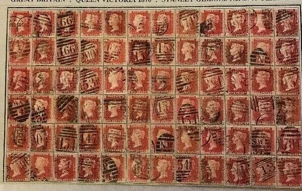 GB Victorian SG43 sg44 1d penny red line engraved Plate 150 qv postage stamps