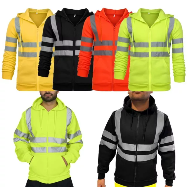 Capuche zippée Veste haute visibilité Hi Viz Vis Réfléchissant Sweat à capuche