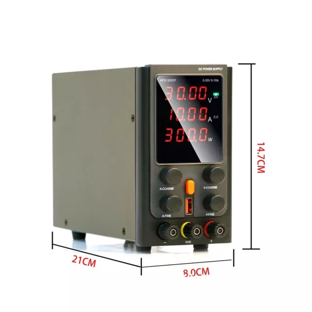 DC-Laboratoire réglable - Bloc d'alimentation 30V/10A avec LED 4 chiffres - Aff