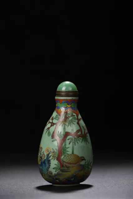 Chinese Glass Hand Drawn Exquisite Flower And Bird Pattern ​Snuff Bottle af0125