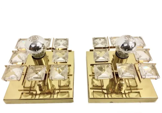 2 Palwa Kristallglas Hollywood Regency Wandlampen Aus Den 60er/70er jahren