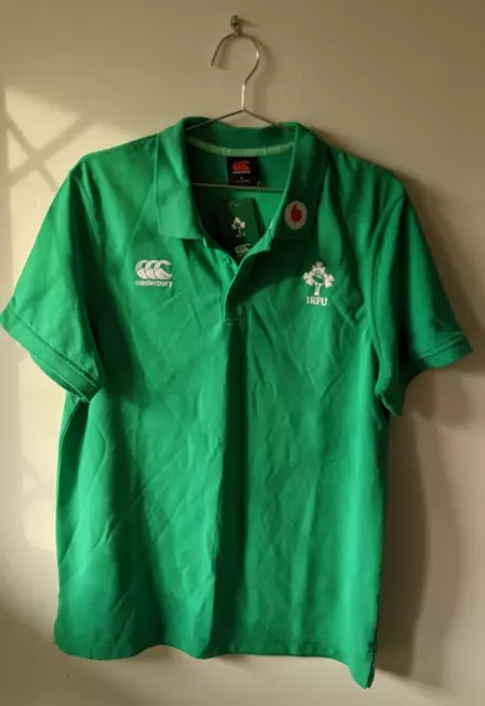 Ireland Vodafone Rugby Union Team Polo Shirt Canterbury Size L New With Tags