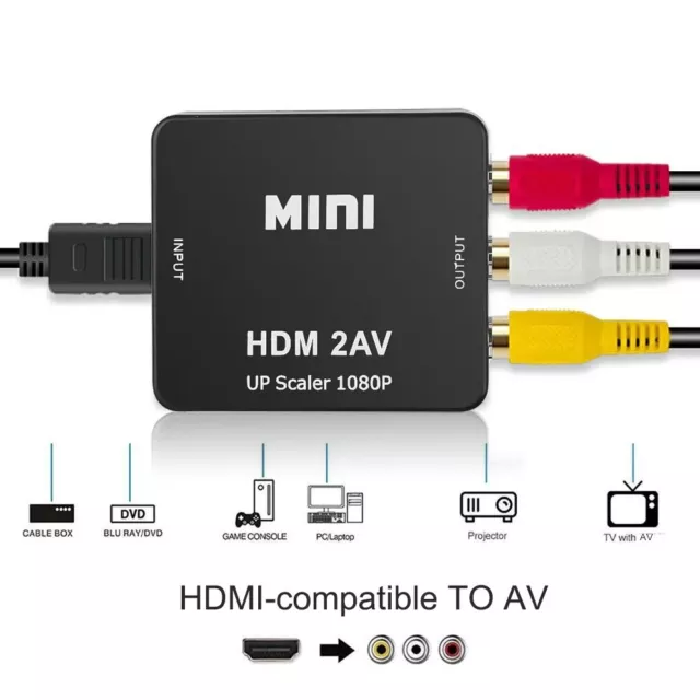 HDMI to AV Converter 1080P HDMI to RCA Adapter  HDMI2AV HD Video for PS2 Xbox TV