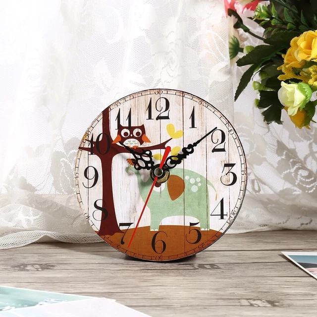 (#1)Horloge Murale Antique Créative Style Vintage Horloges Rondes En Bois BD