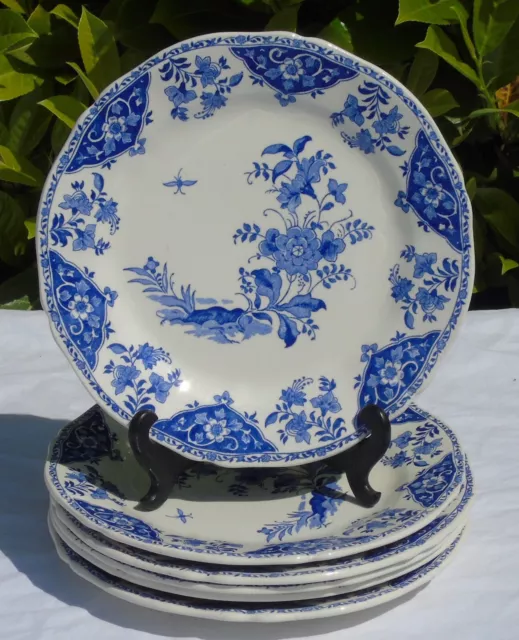 Gien - Service de 6 assiettes plates en faïence, modèle Delft bleu 1938-1960