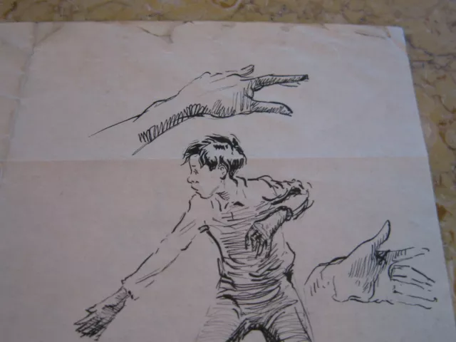 Vintage Antique Early 20th Century Edward Comly Trego Drawing Study & Figures 3