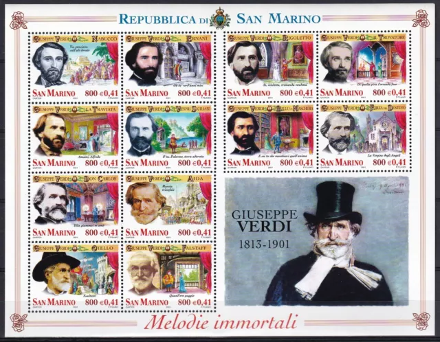 San Marino 2001 Yvert nº BF 30 Centenario Verdi Música MNH