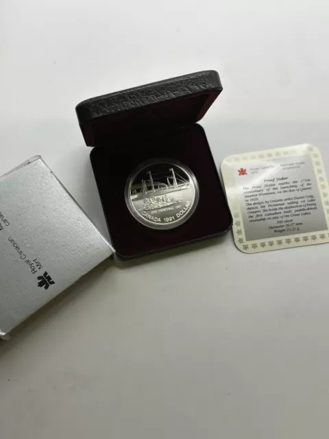 1991 - CANADA | Frontenac Anniv. Silver Proof Dollar Coin with Box & COA