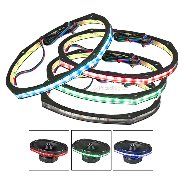 4 Pack DS18 6x9" RGB LED Speaker Ring 1/2" Spacer DS18 LRING69 Waterproof Accent