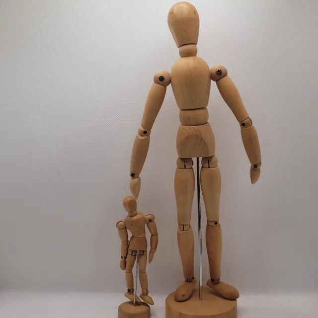 Lote de 2 figuras humanas de madera modelo maniquí para artistas boceto y arte