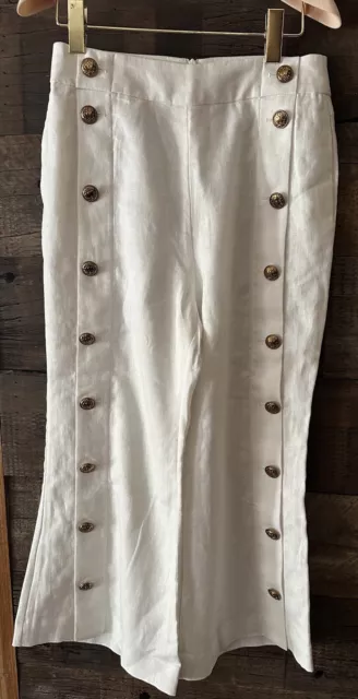 Zimmerman Kick Flare White Linen Pants (1) Size 10