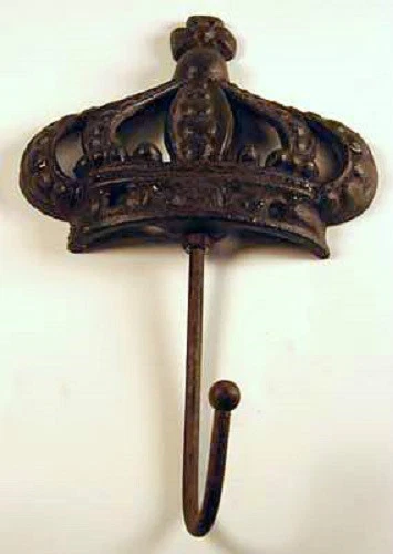 Cast Iron Metal Crown Hat Coat Robe Bathroom Towel Wall Hook Home Garden Decor