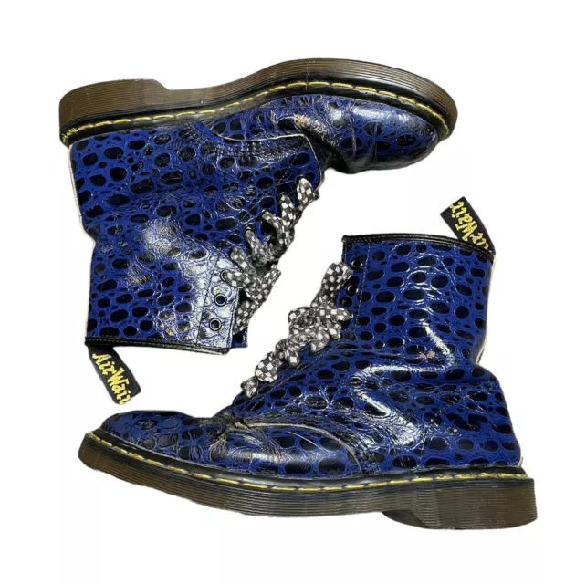 RARE Dr. Martens Vintage 90’s Navy Blue Crocodile 1460 Boots Size UK 10 US 11