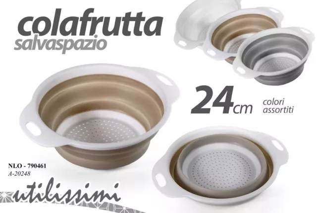 Colino Colafrutta Bacinella Cucina Salvaspazio 24 Cm 3 Colori Nlo-790461