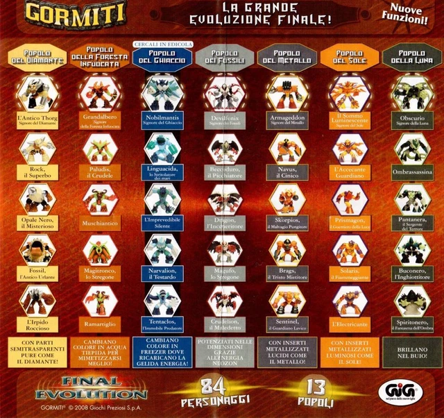 GORMITI FINAL EVOLUTION - Nuovi con carta in Italiano - scegli il personaggio