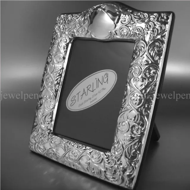 Beautiful Heavy Victorian Photo Frame Solid 925 Sterling Silver - Wooden Back T2