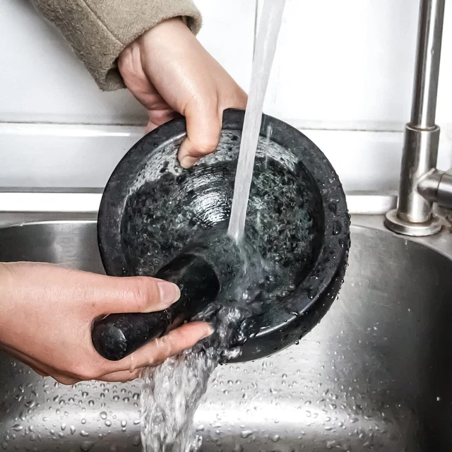 LARGE PESTLE AND Mortar Set Granite Stone Spice Herb Crusher Grinder