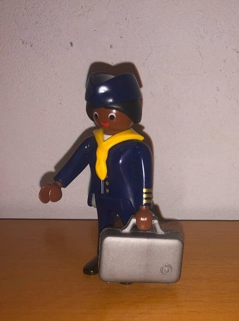 Figurine Playmobil Hôtesse De L'air / Steward - Personnage Vintage - Thème City & Avion