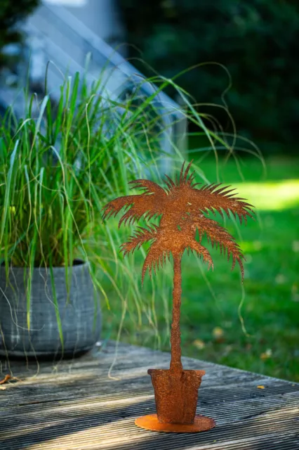 Palme aus Edelrost Naturrost rostige Deko für den Garten Terrasse Eingansbereich