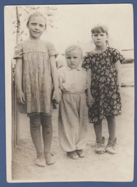 1953 Beautiful boy and girls holding hands. Soviet Vintage Photo