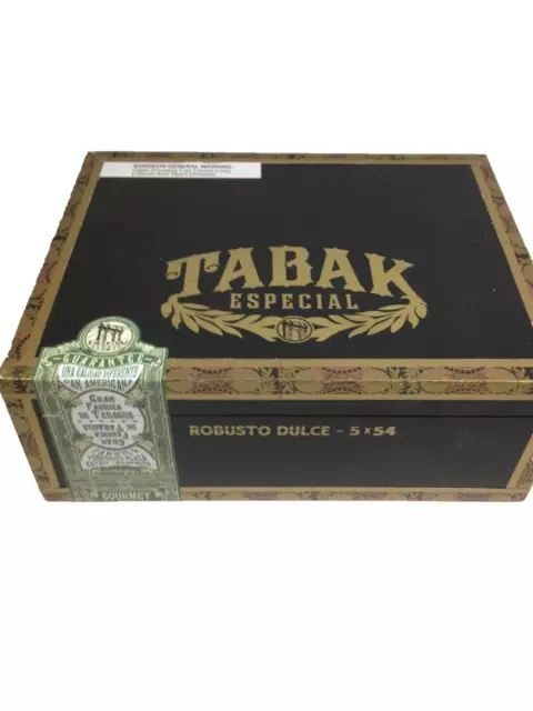 Wooden Cigar Box Tabak Especial Robusto Dulce 9-1/4”x7”x3-3/8” EMPTY