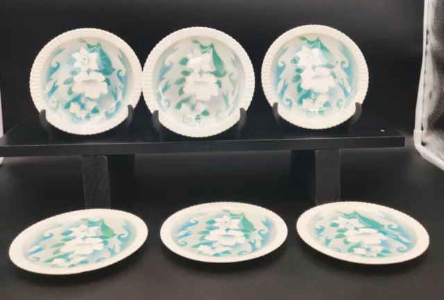 Set/6 Vintage Syracuse China Shelledge Floral Fantasy 6-1/4" Bread Plates Blue