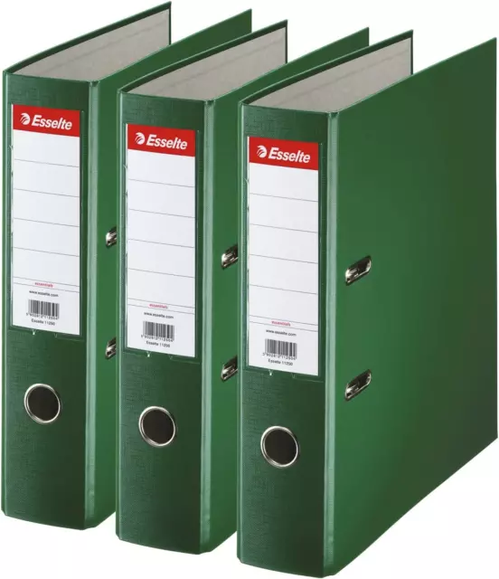 Esselte A4 Lever Arch Files, Green, 3 File Folders, 624293, back 75 mm