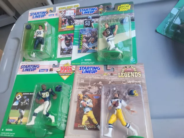 4pc lot San Diego/LA Chargers Dan Fouts,Junior Seau,leaf,means starting lineup