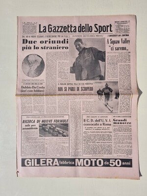 GAZZETTA DELLO SPORT 27 GENNAIO 1960 CORTINA SQUAW VALLEY OTTAVIO COMPAGNONI 