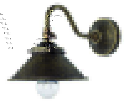 Applique lampada da parete in ottone brunito con campana a cono 16 cm