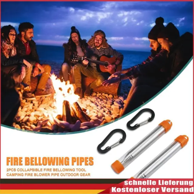Collapsible Fire Bellowing Tool for Starting Fire Stainless Steel Camping Fire
